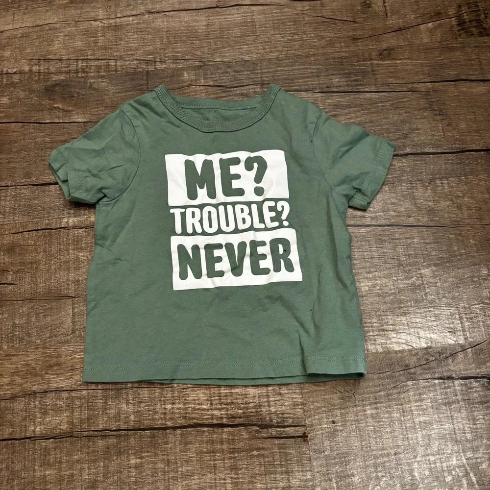 The‎ Childrens Place Toddler Boys T-Shirt 18-24 Months Green ME TROUBLE NEVER